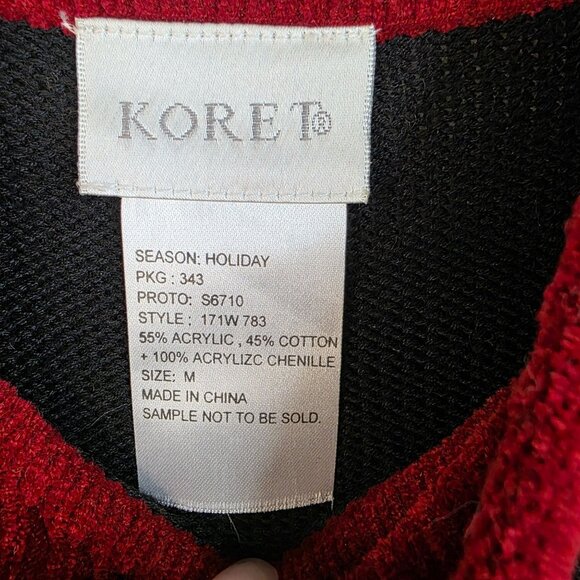 80s Holiday Argyle Christmas Poinsettia Sweater Medium Koret Holiday Festive - Picture 5 of 6